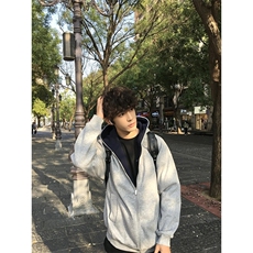 抖音得物高品质二开26春装美式重磅宽松结构双面连帽卫衣外套开衫，女装短外套，电商A443