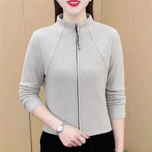 纯色百搭女装休闲新款秋冬季开衫长袖修身保暖德绒卫衣图片