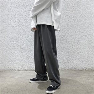 西装裤男九分宽松垂坠感港风直筒阔腿拖地休闲长裤男8906-P45图片