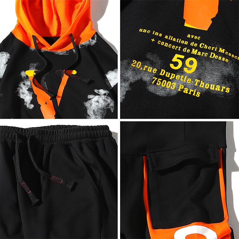 2021春季潮牌运动工装套装假两件套长袖嘻哈卫衣套装男TZ575-P95,男装卫衣,电商A441