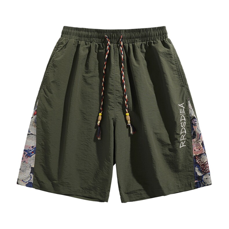 夏季速干直筒宽松高级垂感短裤潮松紧刺绣休闲裤男A436-673-P27,男装牛仔裤,电商A436