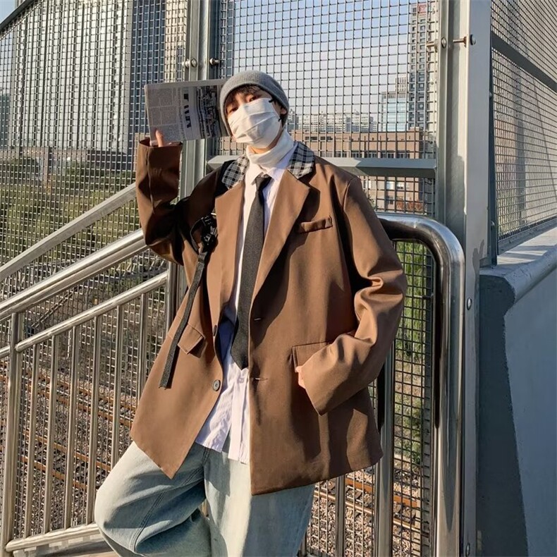 西装外套男潮牌ins高级感炸街痞帅休闲西服XF305-P58,男装西服,星座1001-1