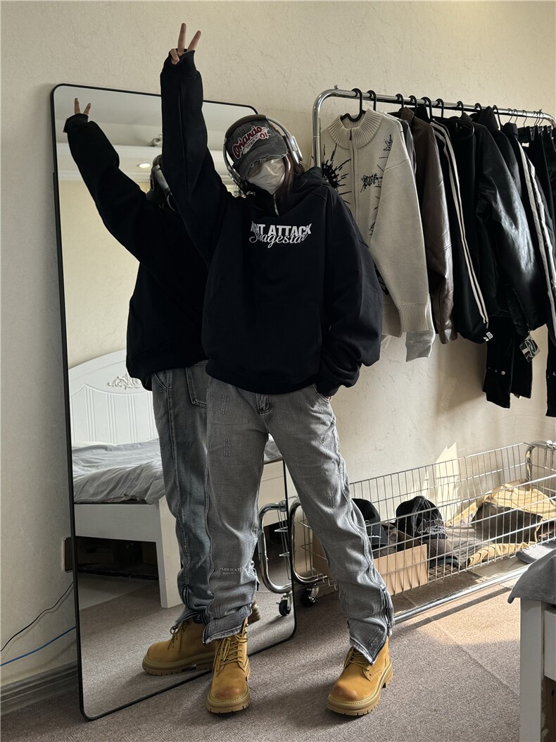 裤口拉链美式高街vibe牛仔裤设计感XZ310A-4-NZ09-P55,男装牛仔裤,星座310A-4