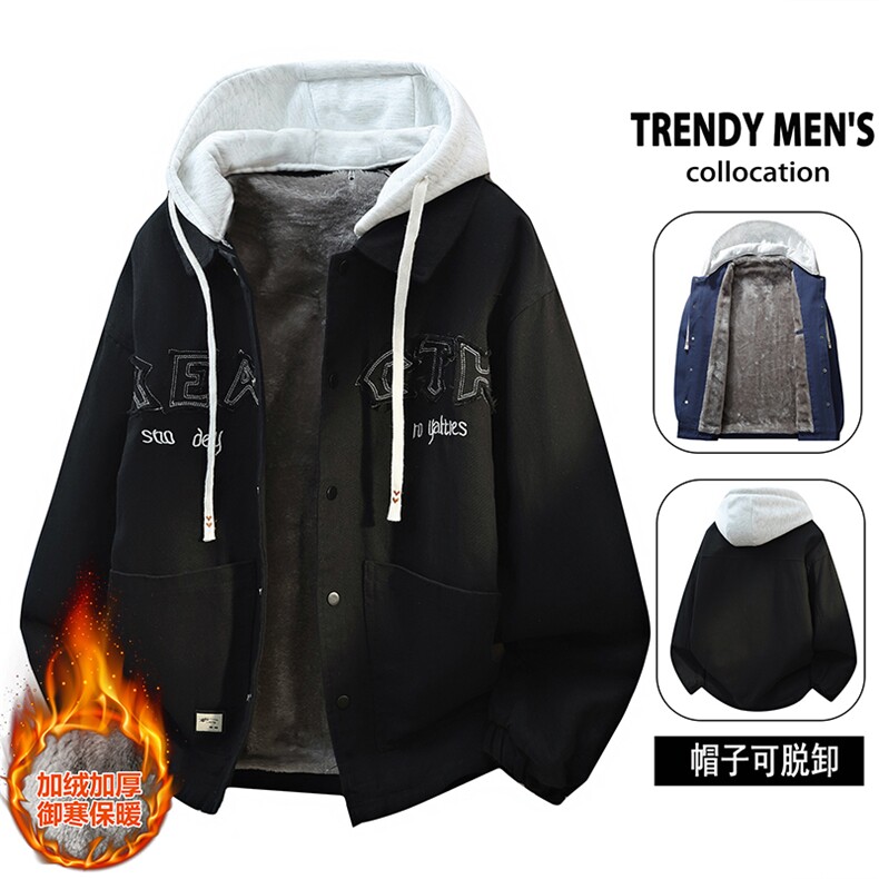 立体得物新款潮牌加厚连帽休闲假两件夹克外套 A436-JK2538-P90图片