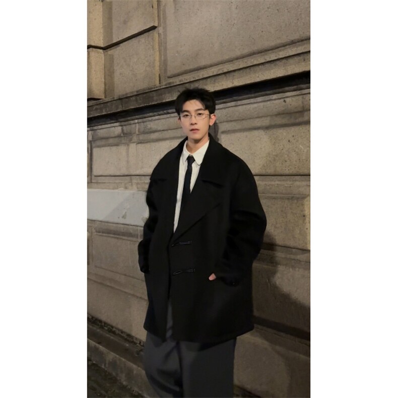 25英伦风中长款毛呢大衣过膝风衣呢子外套潮504-F35-P120控178，男装风衣，星座504