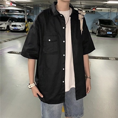 日系五分袖春夏季新款衬衫潮流慵懒男方领宽松型衬衫AC121P23，男装衬衫，星座1116-2