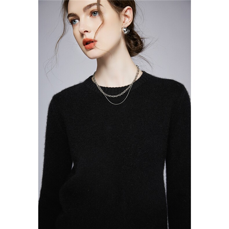 2025年秋季常规款长袖套头舒适百搭通勤圆领，女装针织衫/毛衣，宛咚羊绒