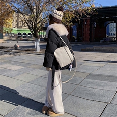 大毛领设计短款宽松羽绒服女2024冬新款气质白鸭绒羽绒服收腰外套，女装羽绒服，千寻