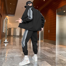 套装男春秋情侣休闲运动时尚立领套装男两件套D02-P65，男装休闲套装，星座310B-3