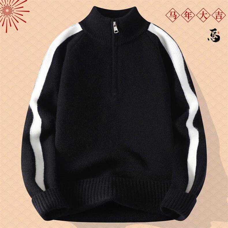 25737-P50圣诞毛衣男款冬季本命年针织衫马年过年穿搭红色打底衫,男装T恤,电商D310B