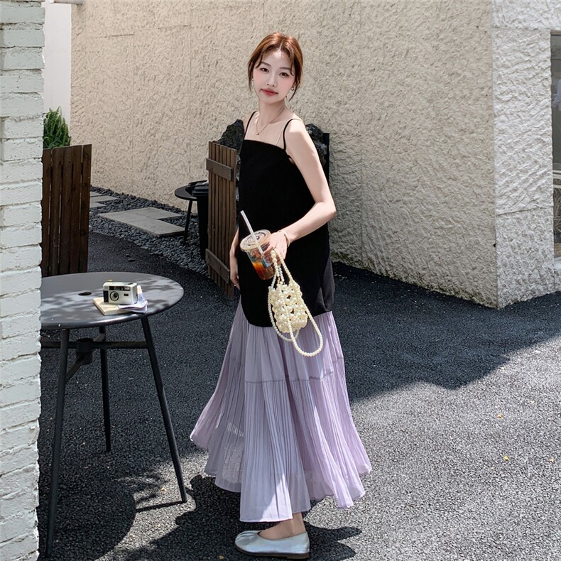 飘带吊带背心上衣+压皱半身裙两件套2C050-1268-P155-K238,女装套装/套裙,2C050
