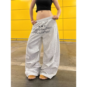 BeOurRule 美式复古慵懒阔腿休闲裤辣妹百搭垂感褶皱弯刀卫裤男女图片