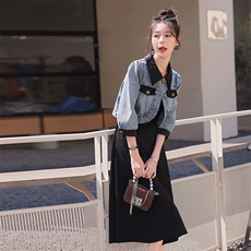 今年流行牛仔套装女2025夏季新款高级感洋气减龄背心连衣裙两件套，女装套装/套裙，意芙
