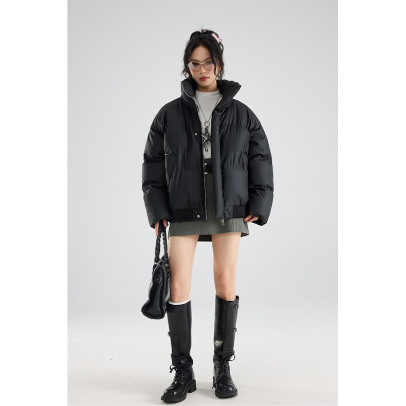 冬季clean立领棉服中性加厚PU皮短款棉衣HZ8810-特P72不议价,男装棉衣,星座610B-1