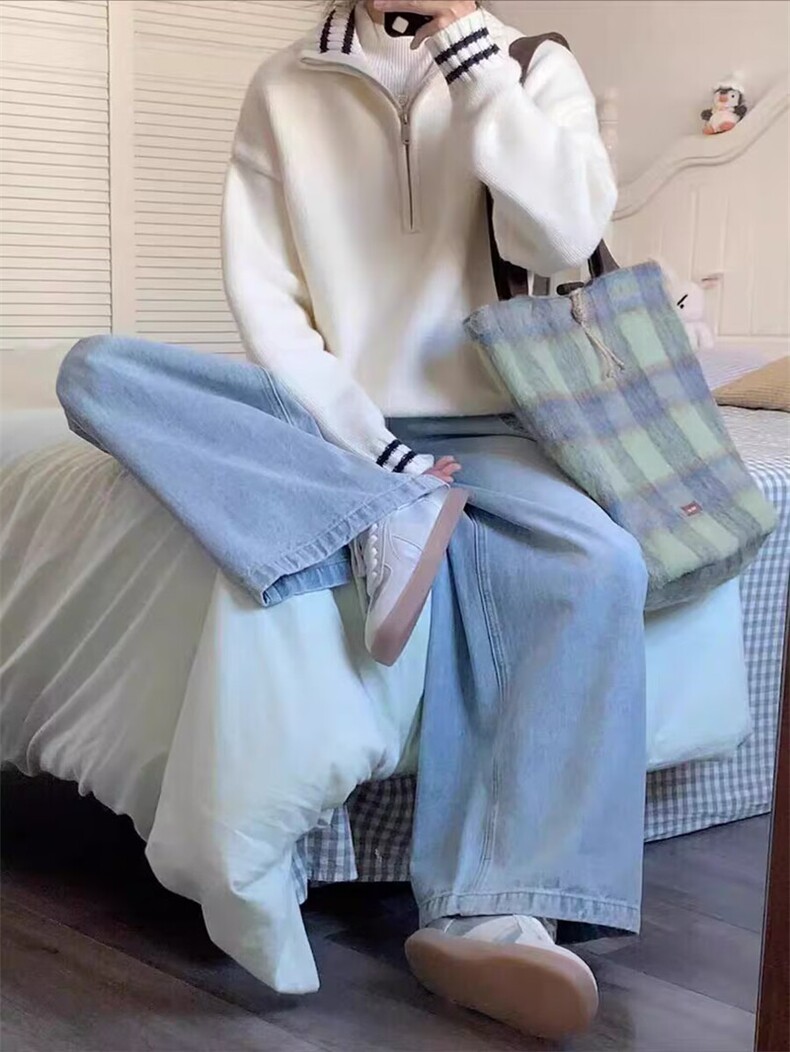 2025羊毛半拉链翻领舒适百搭简约秋冬新款保暖软糯,女装羊毛衫,莺澜羊绒
