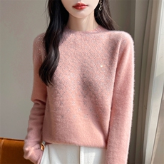 女士秋冬羊毛衫羊毛菱形镶钻简约时尚舒适，女装羊毛衫，大美人高端店