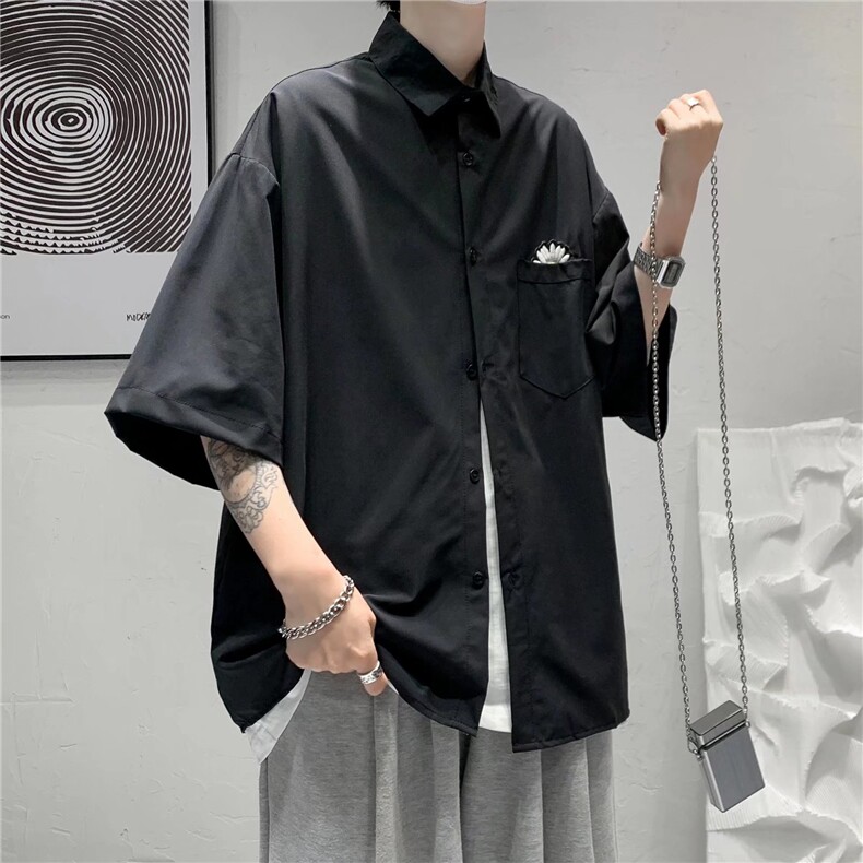短袖衬衫男韩版潮流ins情侣上衣夏季新款宽松半袖衬衣CS128-p28，男装T恤，星座1008-2