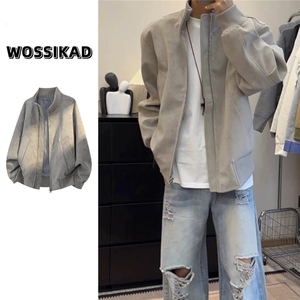 JY570-P63 立领防寒PU皮衣外套男双拉链棒球服美式飞行员夹克图片