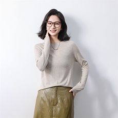 修身减龄百搭舒适女士圆领针织打底衫，女装针织衫/毛衣，庆大羊绒