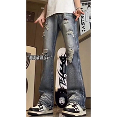 美式高街ins小众破洞牛仔裤货号K755P6578，男装牛仔裤，电商A063