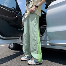 防水速干裤子男款夏季美式休闲运动裤撞色条纹伞兵宽松裤K406-P37，女装休闲裤，星座308B-2