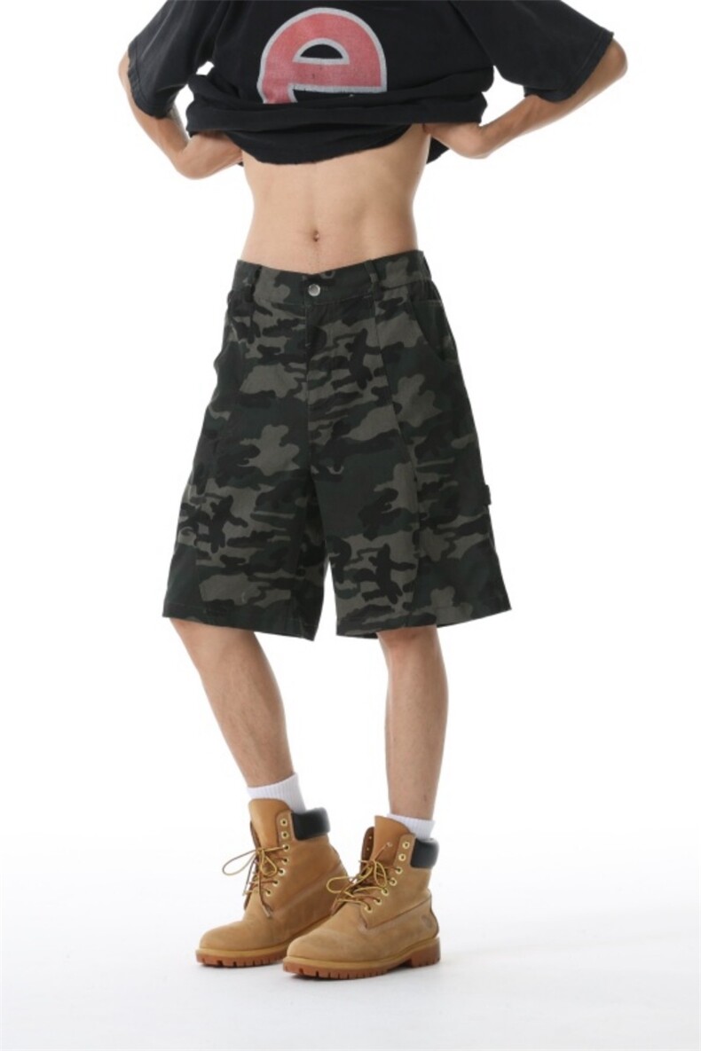 美式迷彩工装短裤男夏季潮牌宽松直筒中裤休闲裤子310A-M70-P30，男装牛仔裤，四季星座310A