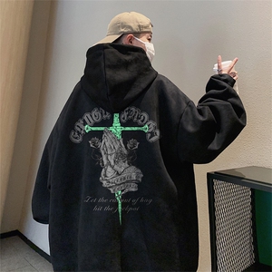 已注册抖音直播得物高品质宽松麂皮绒男连帽卫衣外套W7006P55控79图片