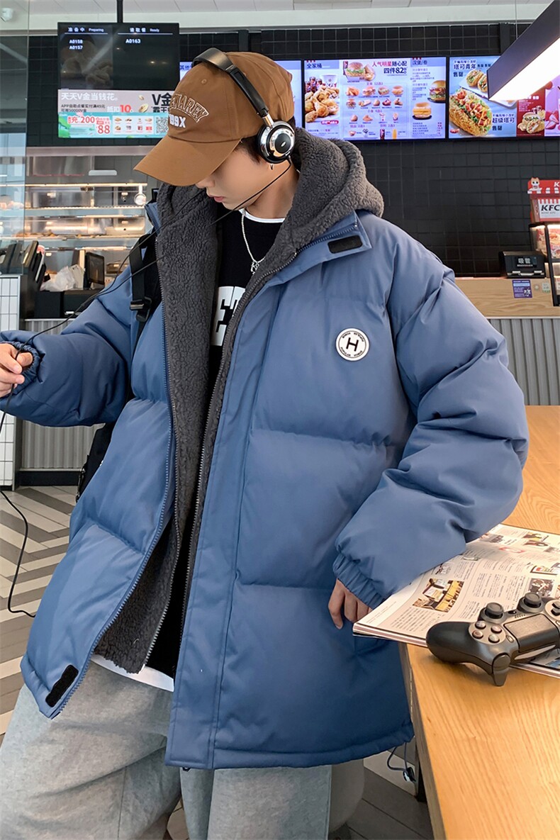 假两件棉服加绒棉衣男士秋冬季2024新款棉袄情侣保暖羽绒棉衣外套,男装棉衣,电商A409-1