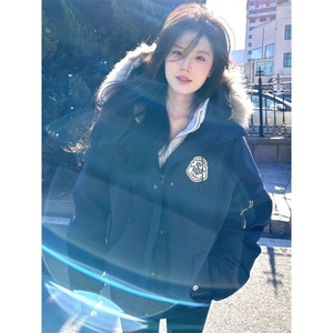2025新款羽绒棉服男女冬季加厚工装韩系情侣大毛领派克服棉袄图片