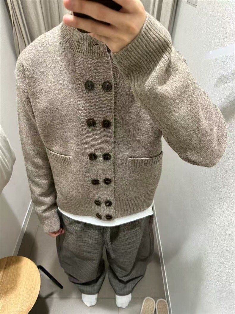 预售款~已下单复古老钱双排扣设计感针织开衫毛衣MY2578批68,男装针织衫/毛衣,星座1411A-6