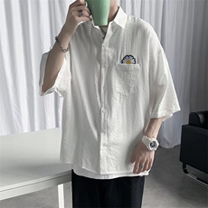 衬衫男短袖韩版潮流文艺帅气菊花2024夏季新款ins外套CY695-P23，男装衬衫，星座412-3