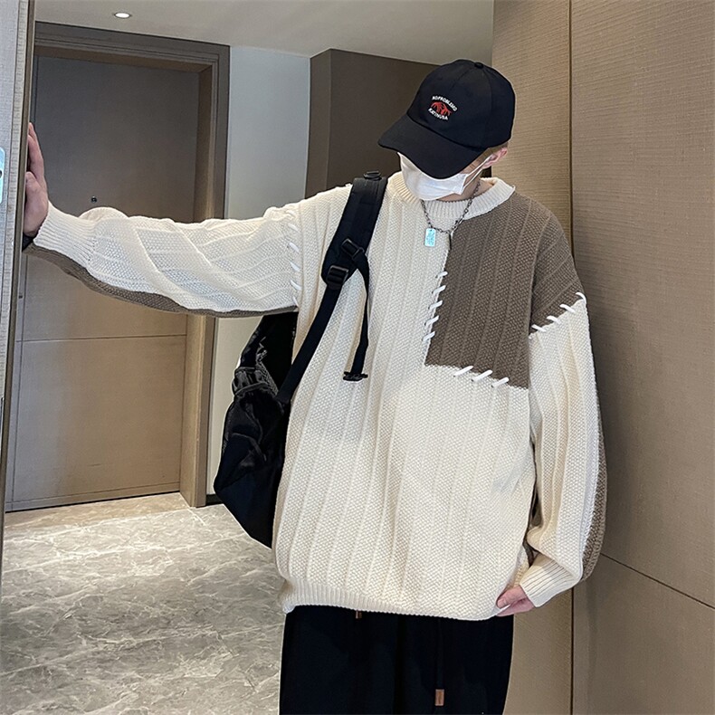 针织衫男士韩版潮流拼色高街帅百搭2024冬季新款ins毛衣MZ580-P48,男装针织衫/毛衣,星座412-3