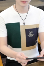 7316-P50圆领短袖T恤男士夏季新款烫钻帅气精神小伙半袖，男装T恤，电商D310B