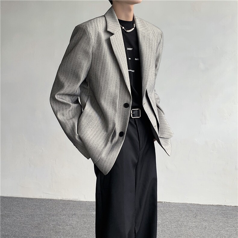现货！25秋冬假两件条纹气质老钱高级西装外套XZ22-p128,男装西服,电商B288