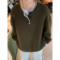 M270-P582025冬季纯色亨利领毛衣男装氛围感复古cleanfit宽松，男装针织衫/毛衣，电商B323A