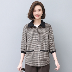 2022秋装新款休闲千鸟格短外套女宽松显瘦百搭时尚外衣图片