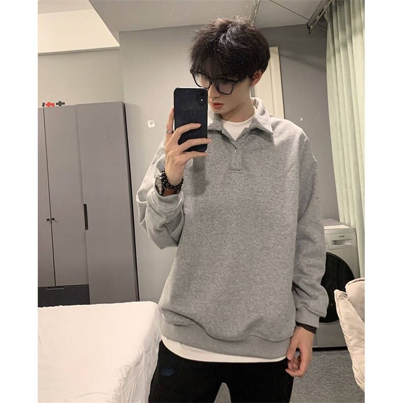 抖音得物高品质二开25秋冬美式高街结构设计POLO翻领卫衣外套W77,男装卫衣,电商A486-1
