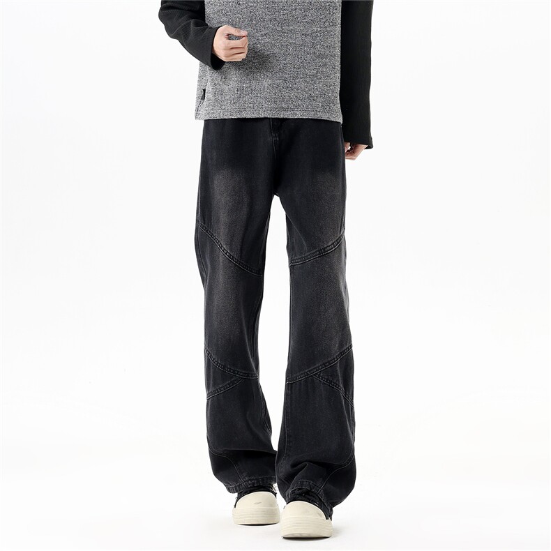 【现货】春装BKJ3307-P50控98做旧牛仔裤设计感拼接直筒裤，男装牛仔裤，电商B335