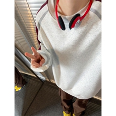 潮流拼接撞色圆领卫衣大码宽松休闲内搭上衣W4650-P40【特价】，男装卫衣，电商A007