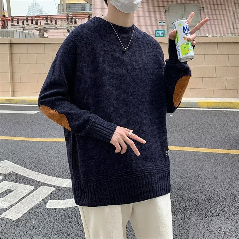毛衣男ins潮牌拼接复古圆领针织衫秋冬季韩版宽松百搭情侣毛线衣,男装针织衫/毛衣,四季星座218-1