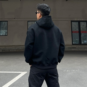抖音得物高品质二开 25秋冬美式重磅宽松纯色连帽拉链高领卫衣W65图片