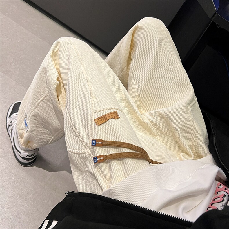 2024冬季华夫格裤子潮流加绒加厚束脚裤313A-1-NK73-P65控78,男装休闲裤,星座808A-1