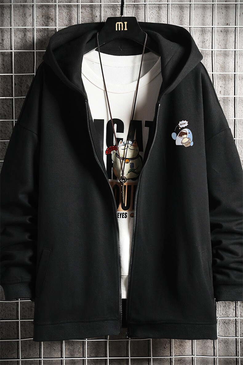 KS21239-P38连帽开衫卫衣男运动外套大码班服网格,男装卫衣,电商A040A