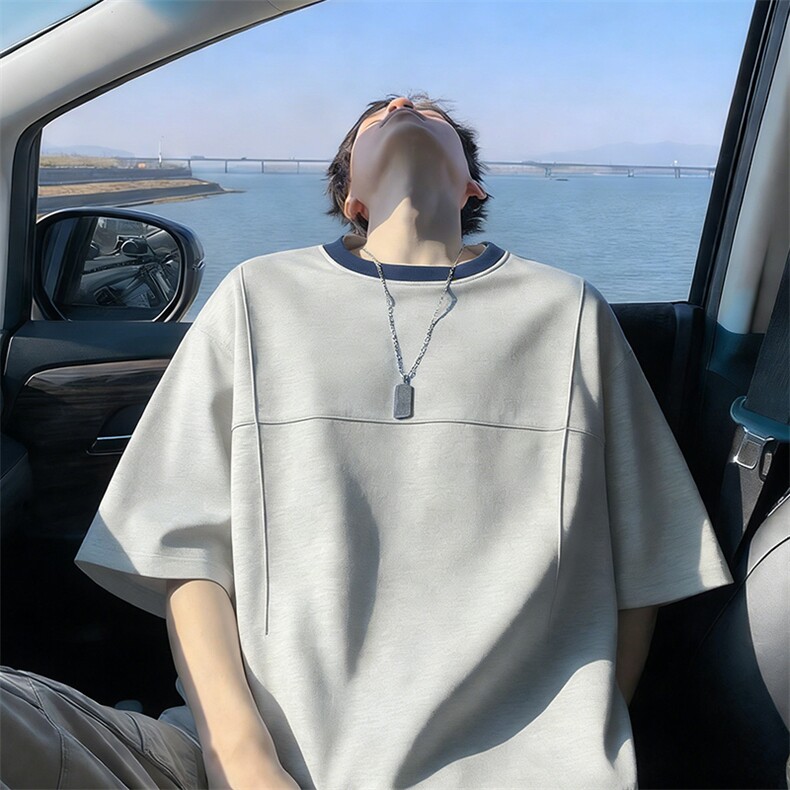 2026美式重磅冰感拼接解构短袖T桖春夏DX2619特P28控59,男装T恤,电商B208