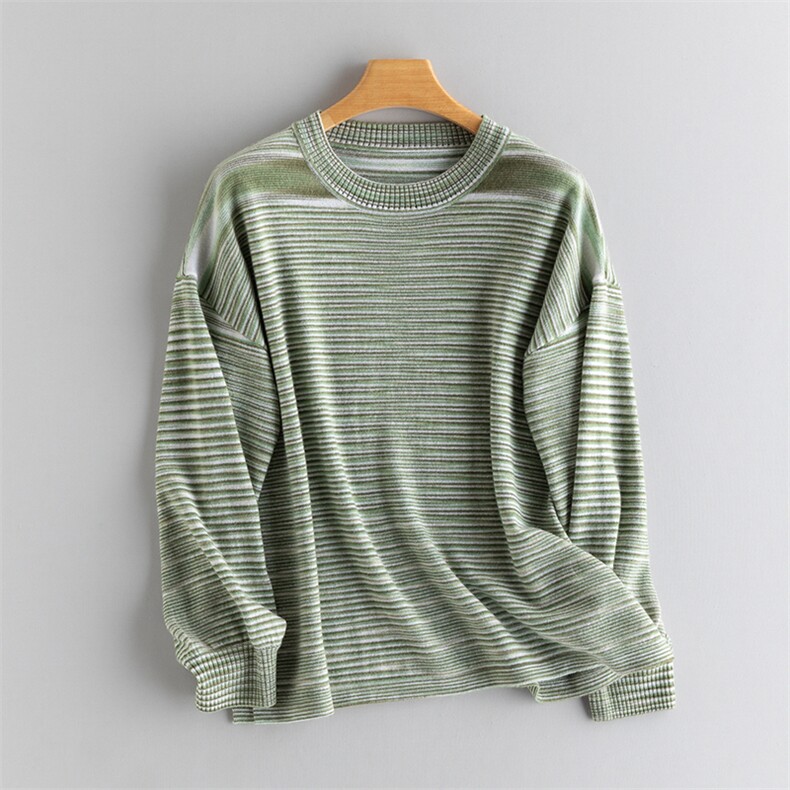 2025年秋季常规款时尚百搭通勤简约长袖圆领段染套衫，商品下架区商品下架区，江帆羊绒