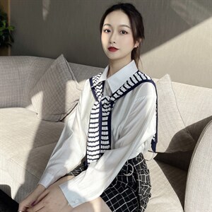 2021春装新款时尚百搭韩版宽松显瘦衬衣图片