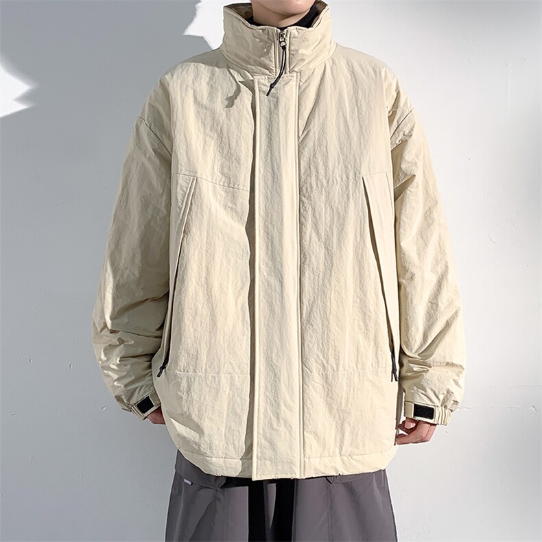 冬季潮牌日系纯色简约加绒加厚保暖防寒休闲棉服外套MY9079-P100,男装棉衣,电商A128