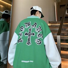 22秋新款宽松休闲撞色情侣棒球夹克卫衣外套B266-Y612-P65，男装夹克，星座B257-1