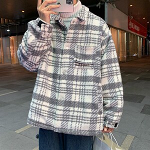 格子男春秋款ins港风炸街毛呢外套韩版潮流男呢子大衣 W1913-P72图片