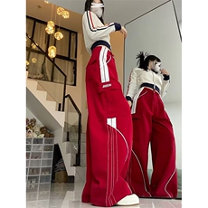 2024春秋季美式工装裤高街拼接条纹宽松直筒阔腿休闲裤K0971-P68，男装休闲裤，星座308B-2
